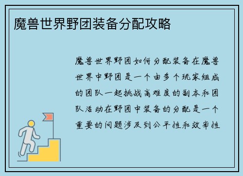 魔兽世界野团装备分配攻略